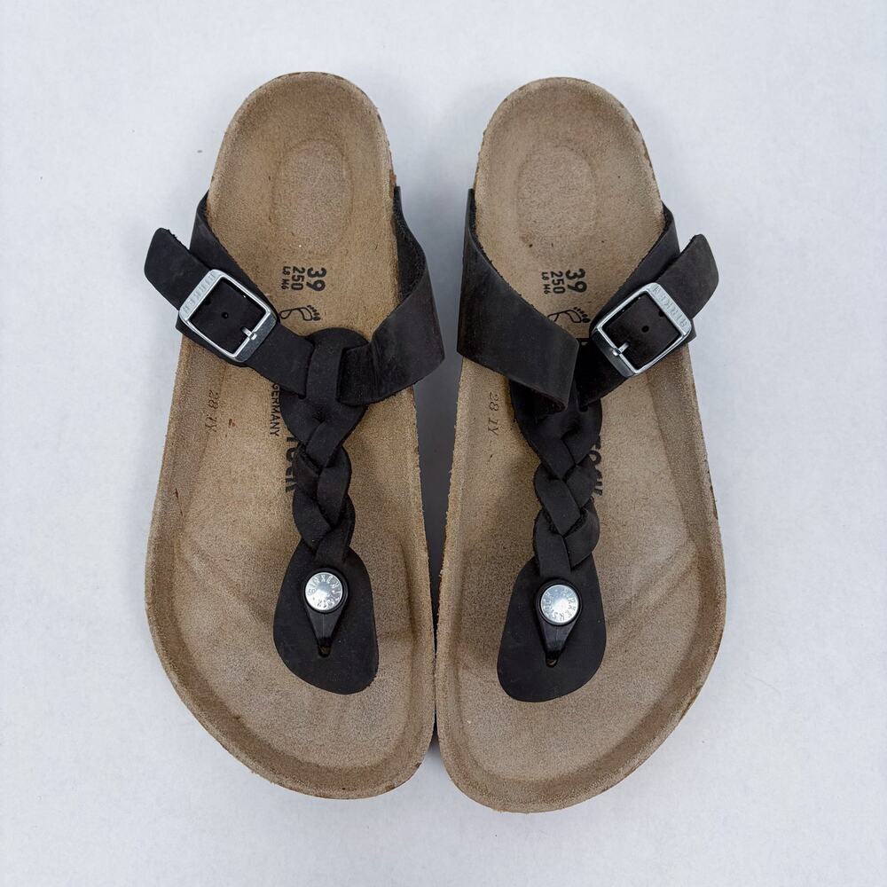 Birkenstock Gizeh Braided Oiled Leather Sandal in Black 39 - Picture 3 of 6